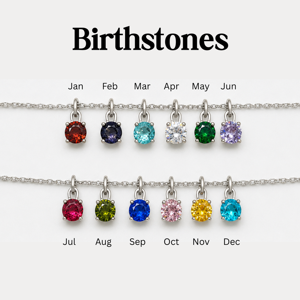 Antonietta Customisable Birthstone Necklace - Silver Stainless Steel