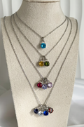 Antonietta Customisable Birthstone Necklace - Silver Stainless Steel