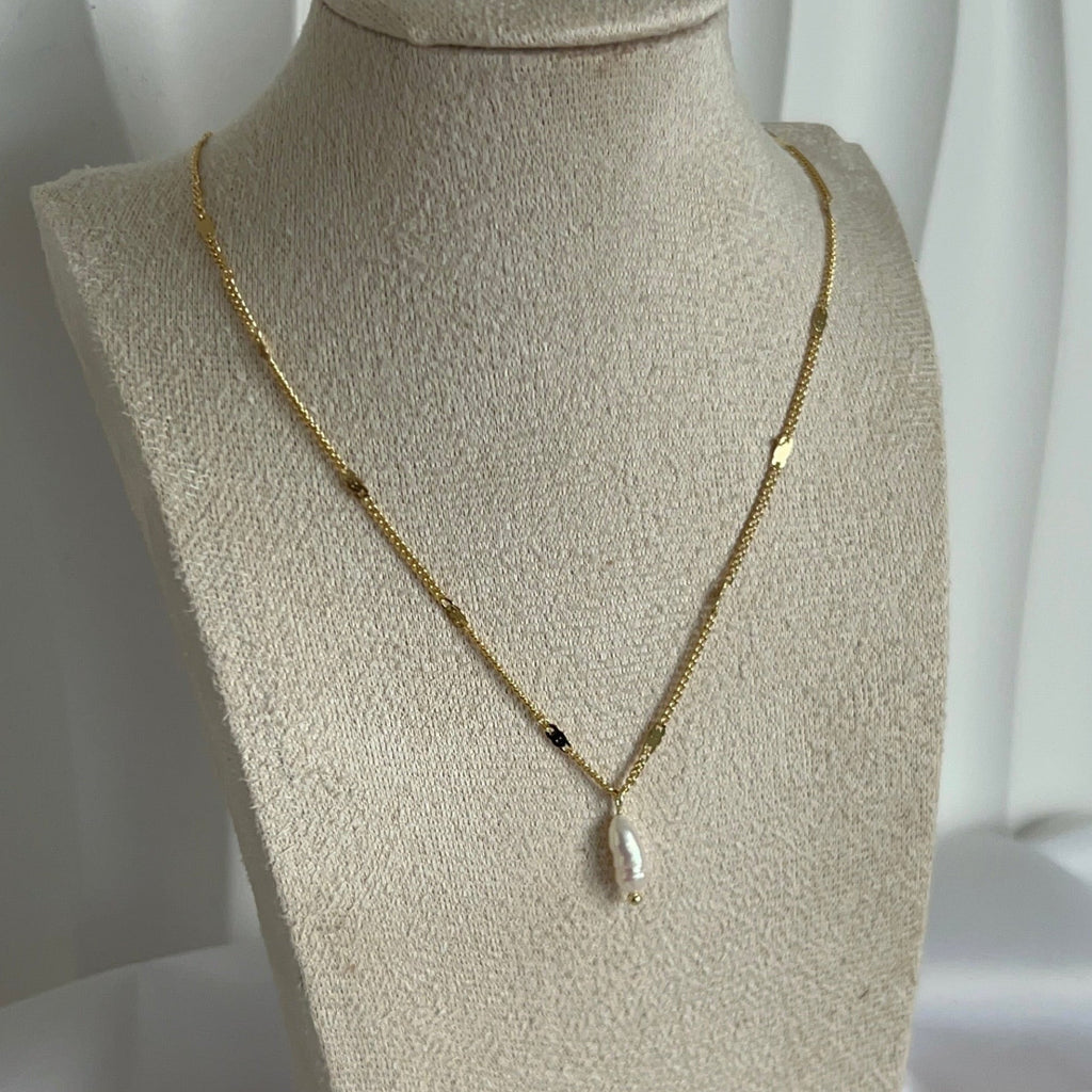 Tash Freshwater Pearl Necklace - 14k Gold Plated Stainless Steel