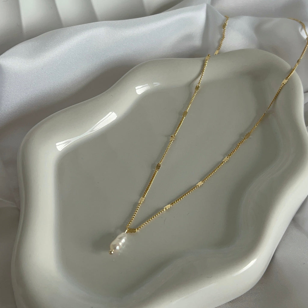 Tash Freshwater Pearl Necklace - 14k Gold Plated Stainless Steel