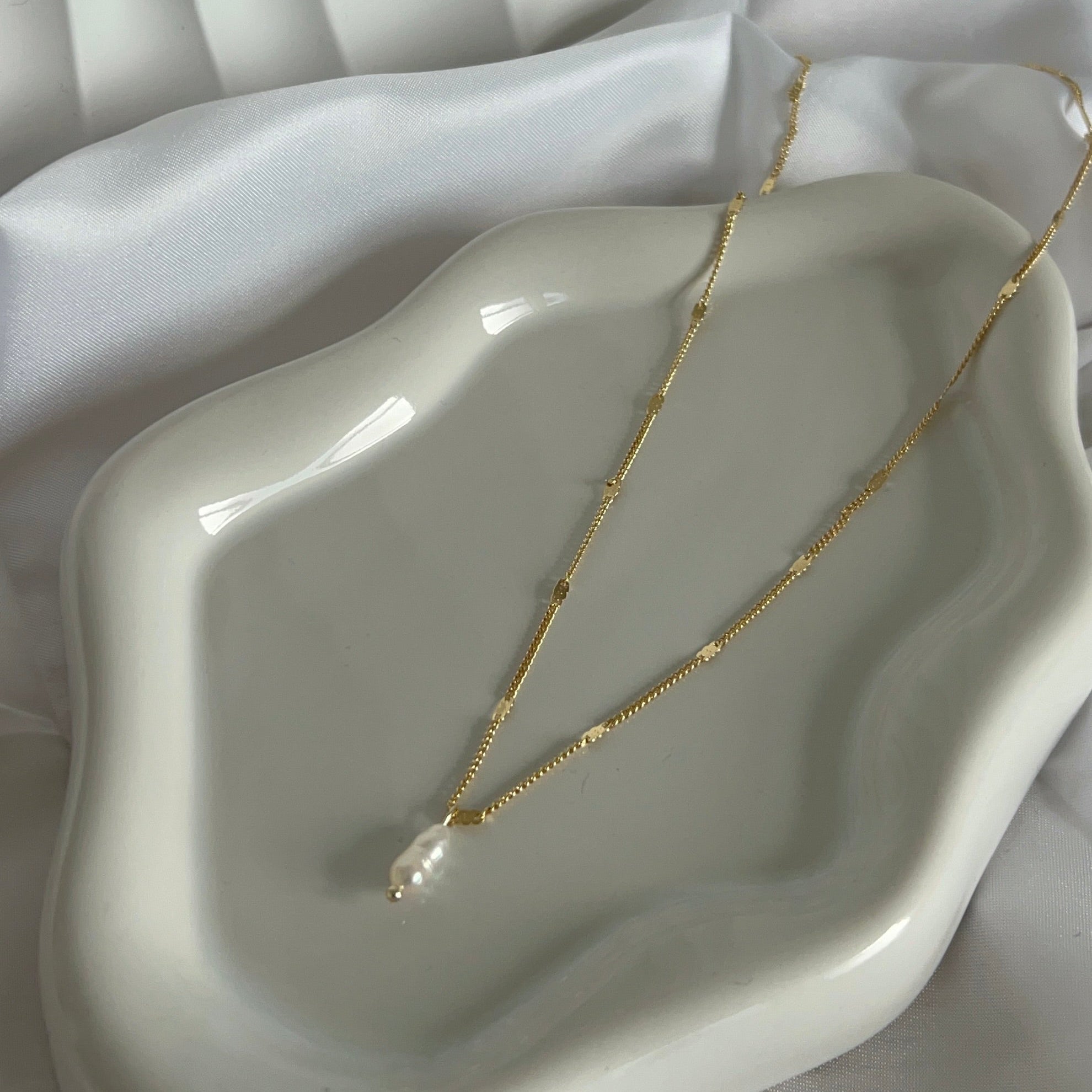 Tash Freshwater Pearl Necklace - 14k Gold Plated Stainless Steel