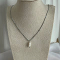 Tash Freshwater Pearl Necklace - Silver Stainless Steel