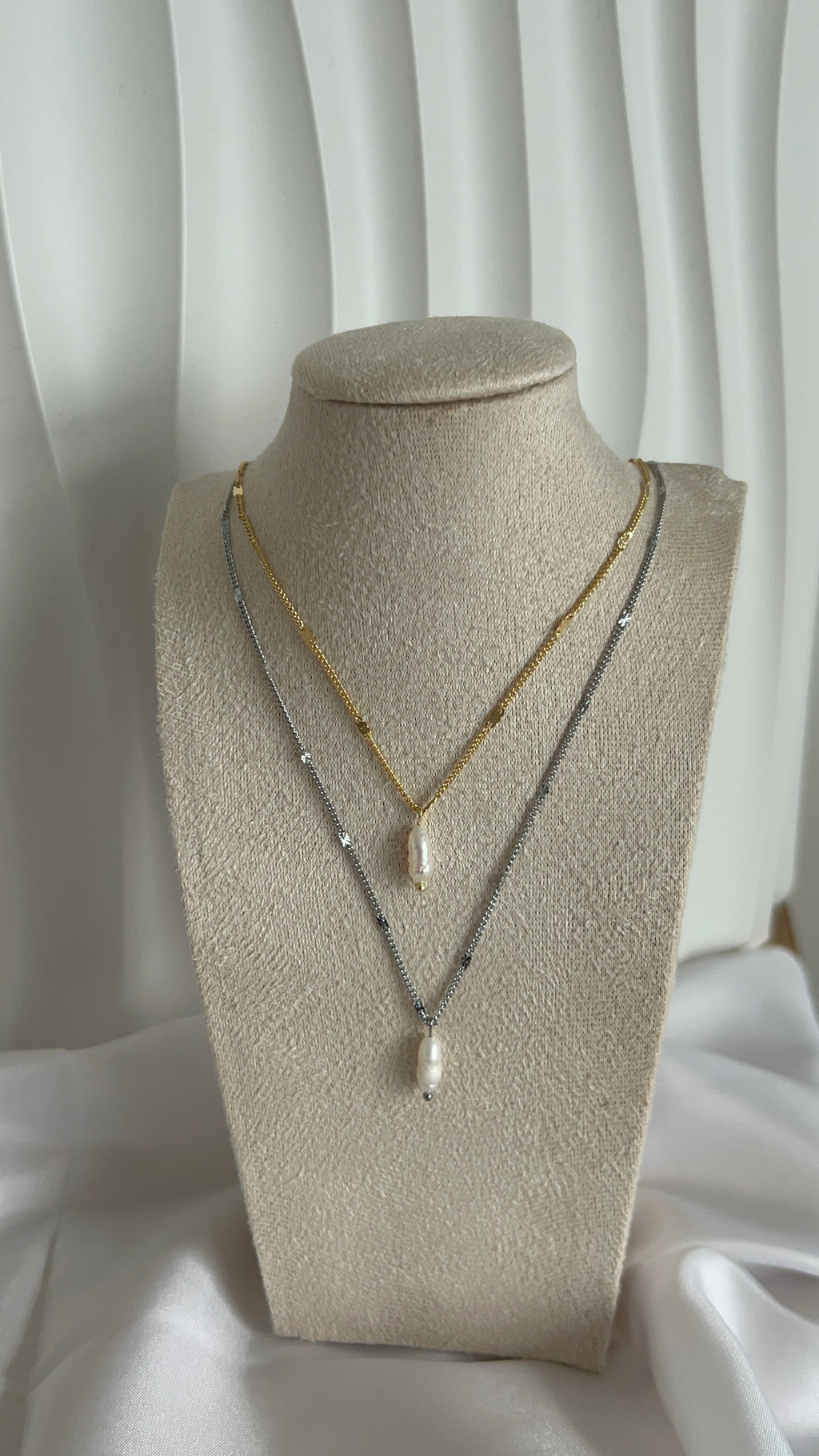 Tash Freshwater Pearl Necklace - Silver Stainless Steel