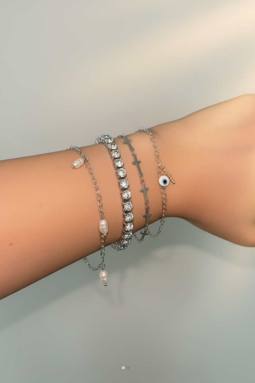 Flipped Silver Bracelet Stack